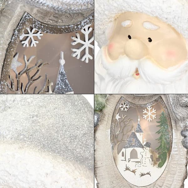 ECD Germany SANTA CLAUS DECO Figur med LED-belysning 52cm varm hvid hvid med grå hat og tørklæde, til inderside, LED Juledekoration Christmas Figur