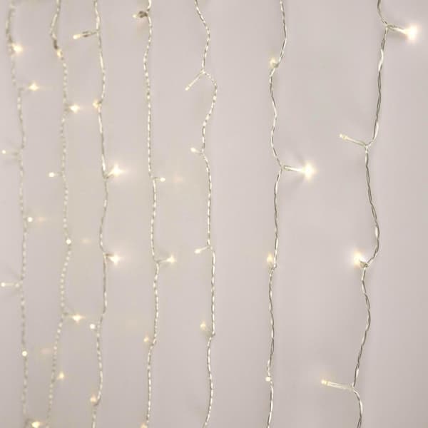 ECD Germany LED Lysgardin, 2 x 1,5m, White PVC, 240 Varmt hvide LED'er, 12 funktioner, lette kæde, let netværk, IP-44, Dekoration, Varmhvid, Belysning