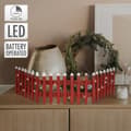 Miniatyrbild 7 av 7: ECD Germany Deco Wood Fence med LED i rött, 90x21 cm, batteridriven, med timer, mini trädgårdsstängsel upplyst, mini-slatt staket, julgran staket