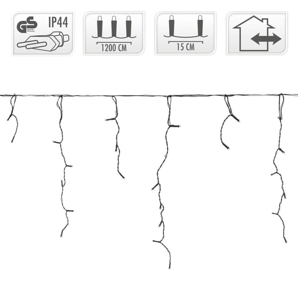 ECD Germany LED Light Curtain 12m 360 Kallvita LED, Icicle Fairy Lights LED Fairy Lights Gardin Julfrysning Gardin, IP44, Julljus Juldekoration