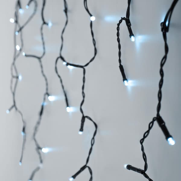 ECD Germany LED Light Curtain 12m 360 Kallvita LED, Icicle Fairy Lights LED Fairy Lights Gardin Julfrysning Gardin, IP44, Julljus Juldekoration