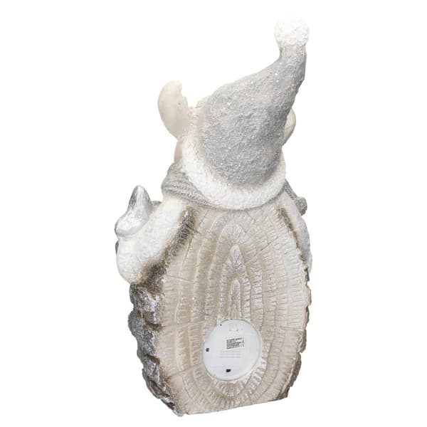 ECD Germany PORHER LED-valaistus 51 cm Lämmin valkoinen valkoinen harmaa hattu ja huivi, LED-joulukoristeita Joulu Kuvio Joulupöytä koristelu