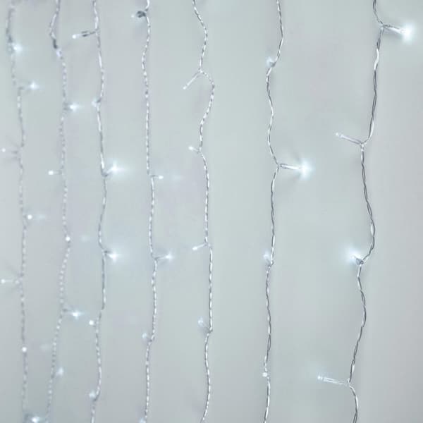ECD Germany LED-valoverho, 2 x 1,5 m, valkoinen PVC, 240 kylmää valkoista LEDiä, 12 toimintoa, kevyet ketju, kevyt verkko, IP-44, koriste, valaistus