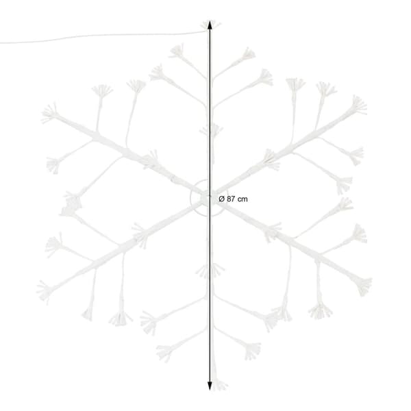 ECD Germany LED-lumihiutale 288 lämpimällä valkoisella LEDillä, 87cm, koristeellinen ripustettu jouluvalot sisälle / ulkopuolelle, IP44 vedenpitävä