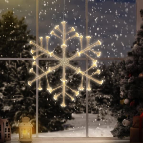 ECD Germany LED-lumihiutale 288 lämpimällä valkoisella LEDillä, 87cm, koristeellinen ripustettu jouluvalot sisälle / ulkopuolelle, IP44 vedenpitävä