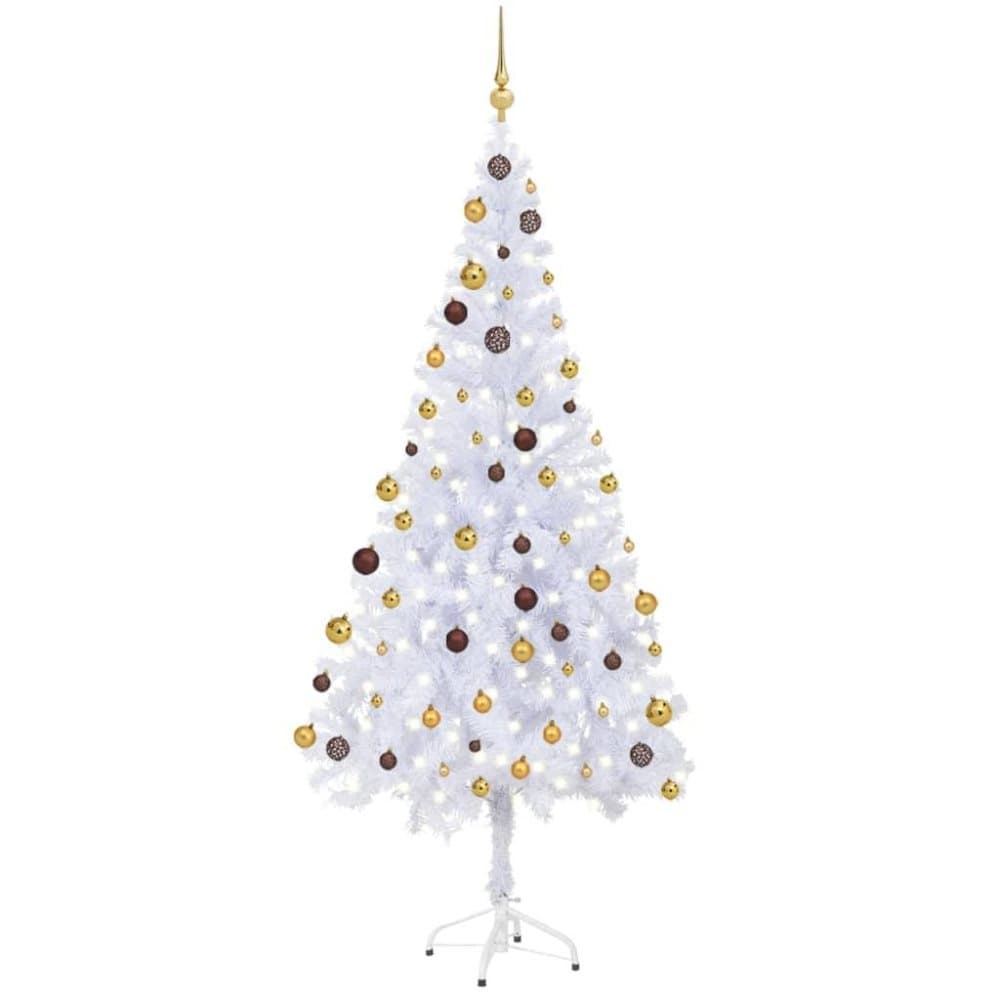 vidaXL Plastgran med LED och julgranskulor 180 cm 620 grenar