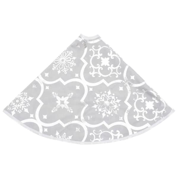 vidaXL Ylellinen joulukuusen jalustapeite sukalla valk. 90 cm kangas