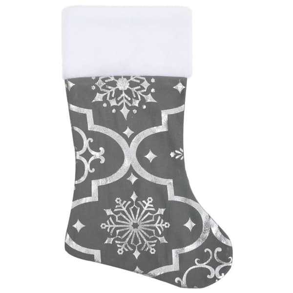 vidaXL Ylellinen joulukuusen jalustapeite sukalla harmaa 90 cm kangas