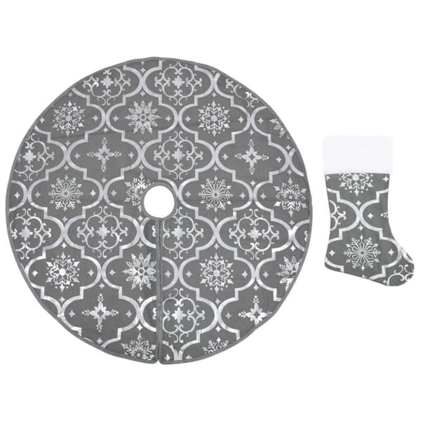 vidaXL Ylellinen joulukuusen jalustapeite sukalla harmaa 90 cm kangas