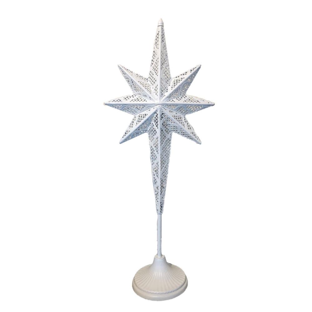 Metallstjärna på fot 78cm i vit