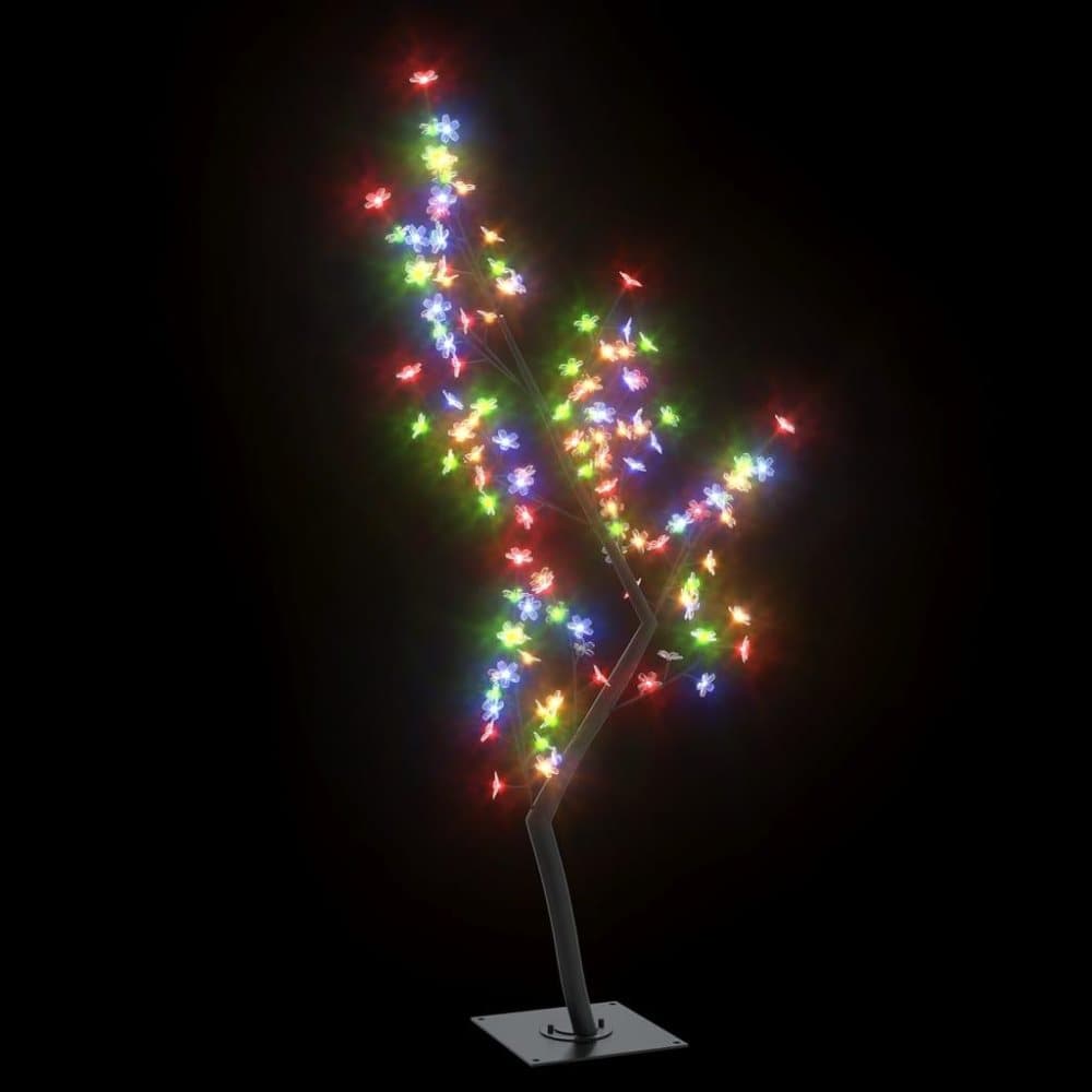 vidaXL Plastgran 128 LEDs körsbärsblommor flerfärgat ljus 120 cm