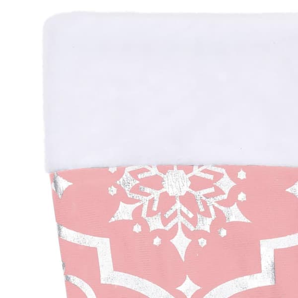 vidaXL Julgranskrage lyxig med rosa strumpa Ø150 cm tyg