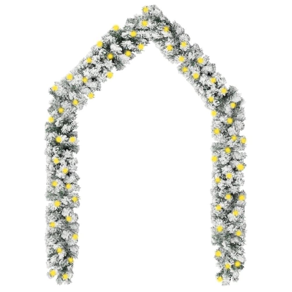 vidaXL Julgirlang med LED och snö grön 5 m PVC