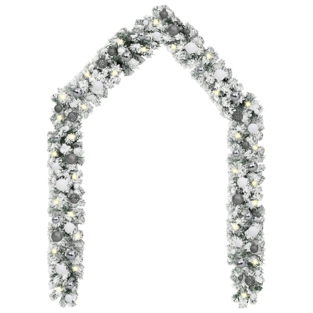 vidaXL Julgirlang med LED och julkulor grön 5 m PVC