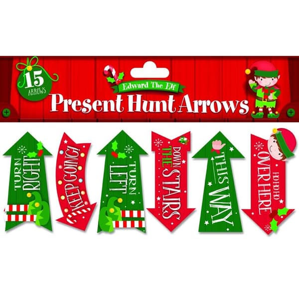Eurowrap Present Hunt Arrow Christmas Decoration (Pack of 15) Red/Green One Size