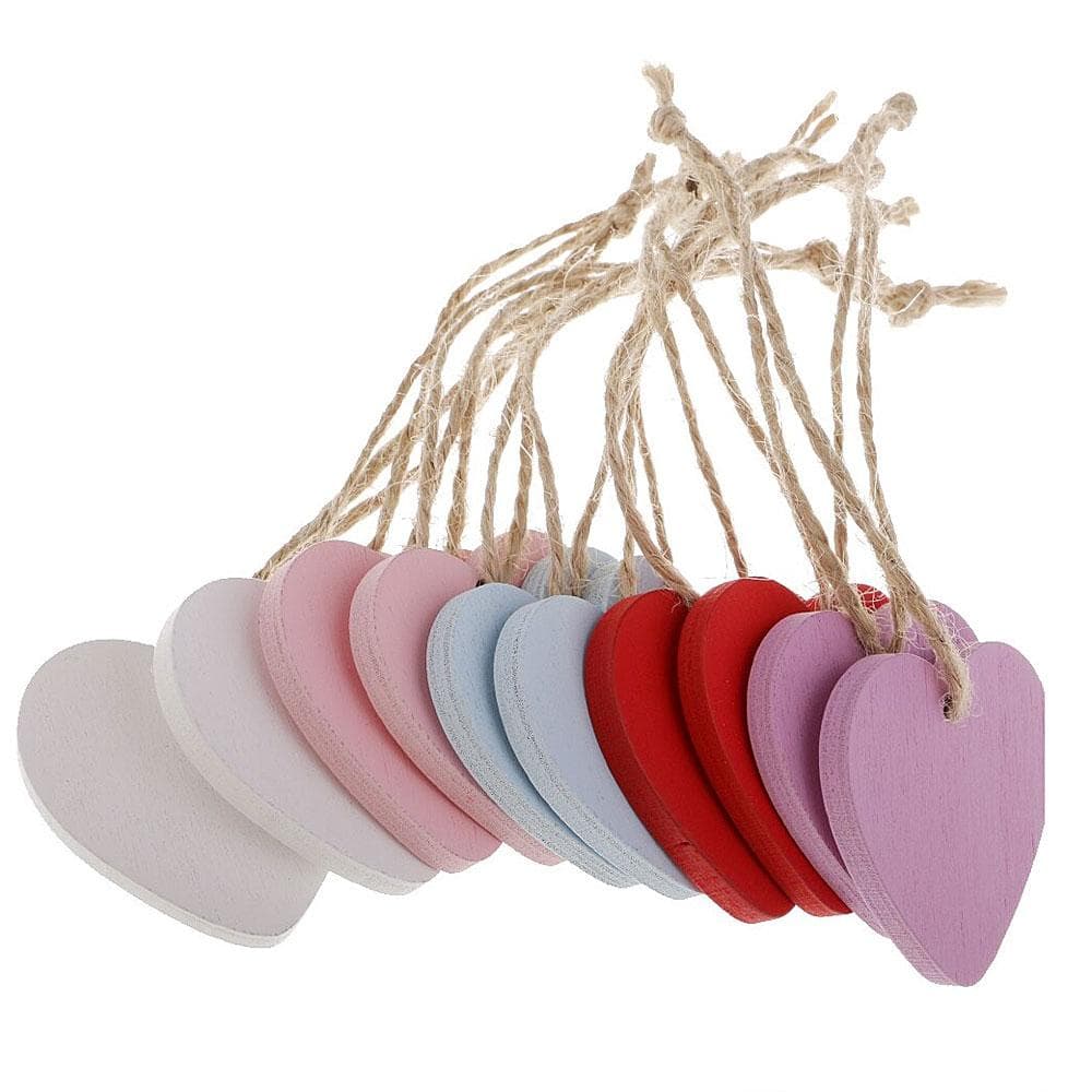 Dekoration - Små hjärtan i trä 10 st - Flera färger