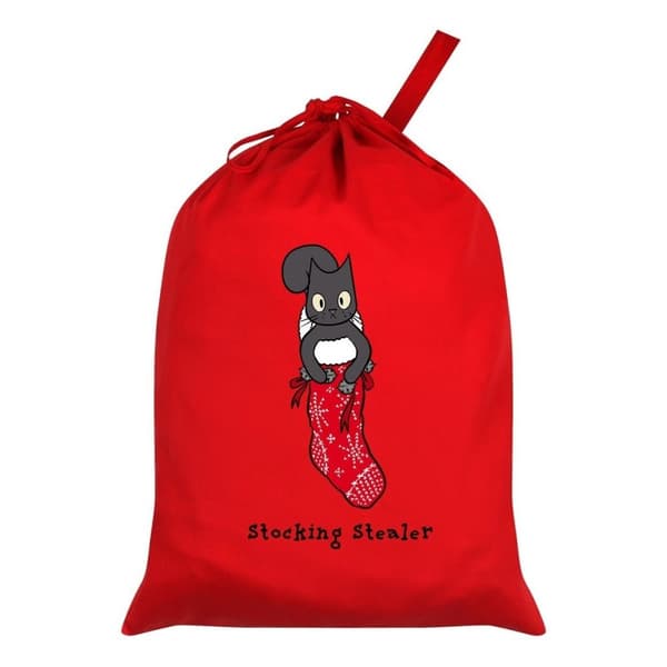 Spooky Cat Stocking Stealer Santa Sack Red One Size