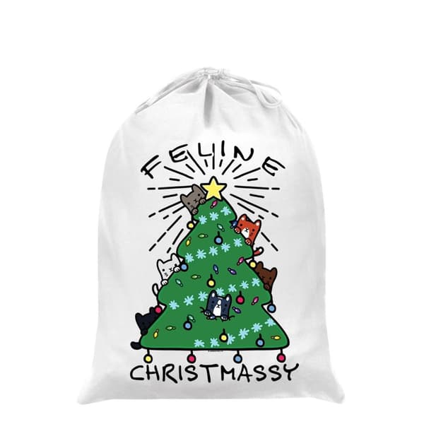 Grindstore Feline Christmassy Santa Sack White One Size