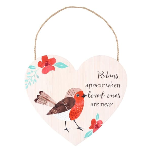 Something Different Loved Ones Robin Heart Plaque Cream/Red/Brown One Size