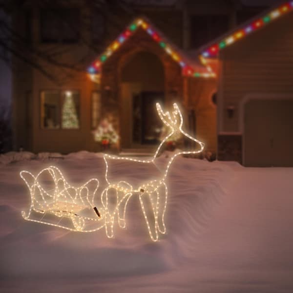 ECD Germany LED Deco Poro, 504 LEDiä, valmistettu PVC-letkusta, 273x77cm, lämmin valkoinen, sisä- /ulkopuolella, joulukoristeita Valaistu kevyt putki