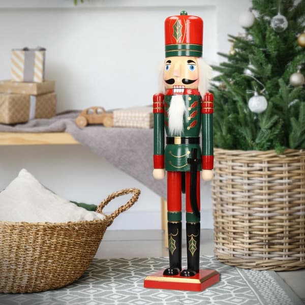 Nötknäpparsoldat med röd hatt och sabel 50 cm i trä
