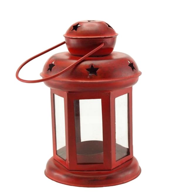 Lanterne Rød Metal 15 cm