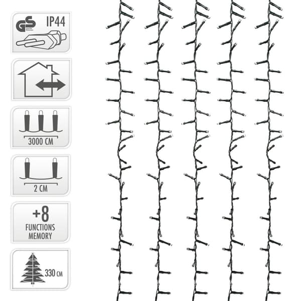 Joulukuusen koristelu valoketju LED 30 m valkoinen 1500 LED-lamppuja
