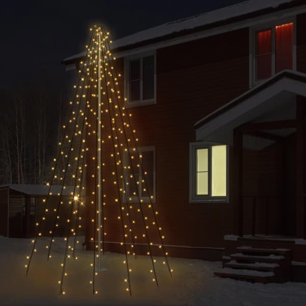 ECD Germany FlagPole Fairy Lights, 10 säikeet 8 metriä 360 LED lämpimässä valkoisessa puissa, sis. 10 Heringen ja 10 kaapelitiivisteet, musta, IP44