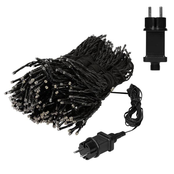 ECD Germany FlagPole Fairy Lights, 10 säikeet 8 metriä 360 LED lämpimässä valkoisessa puissa, sis. 10 Heringen ja 10 kaapelitiivisteet, musta, IP44
