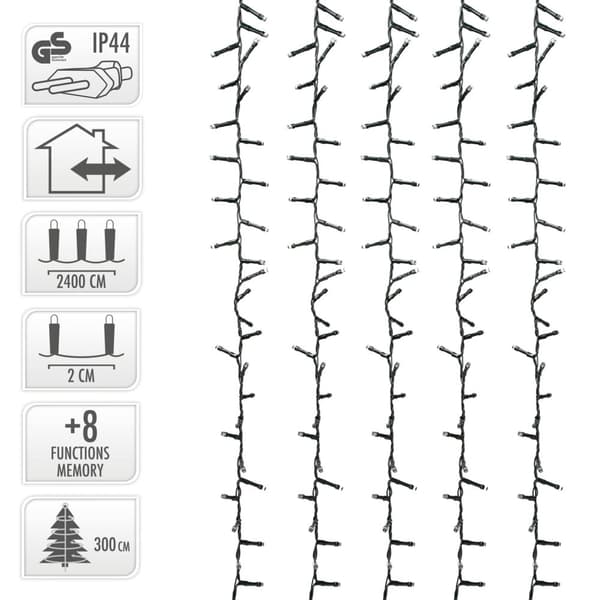 Joulukuusen koristelu LED-valoketju 24m valkoinen 1200 LED-lamput