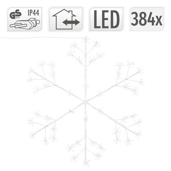 Joulukoriste LED lumihiutale 384 lämpimän valkoista LEDiä IP44 120 cm