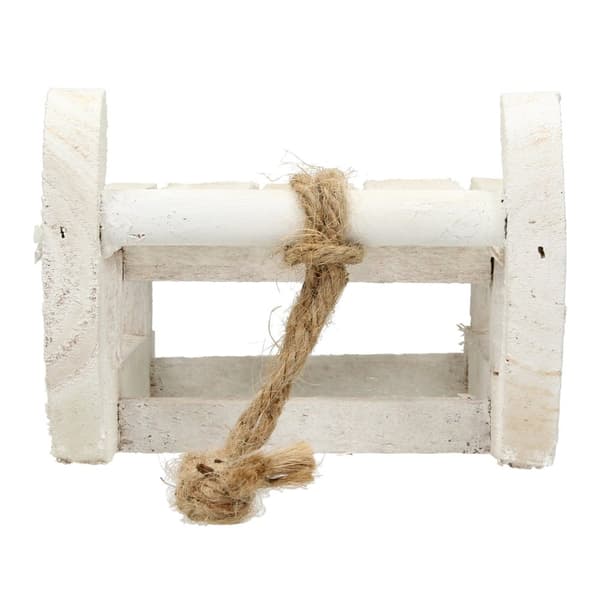 Deco Sleigh med 25 varmvita lysdioder 31,5x14,5x10,5 cm Vit av trä