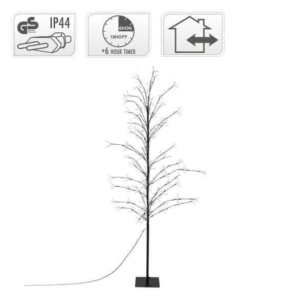 ECD Germany LED-träd 180 cm med 480 varma vita lysdioder, lätt träd med timer, lätt träd inuti och utanför IP44, upplyst avkopplingsrum