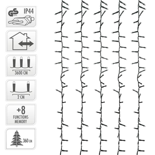 Joulukuusen koristelu valoketju LED 36m valkoinen 1800 LED-lamppuja