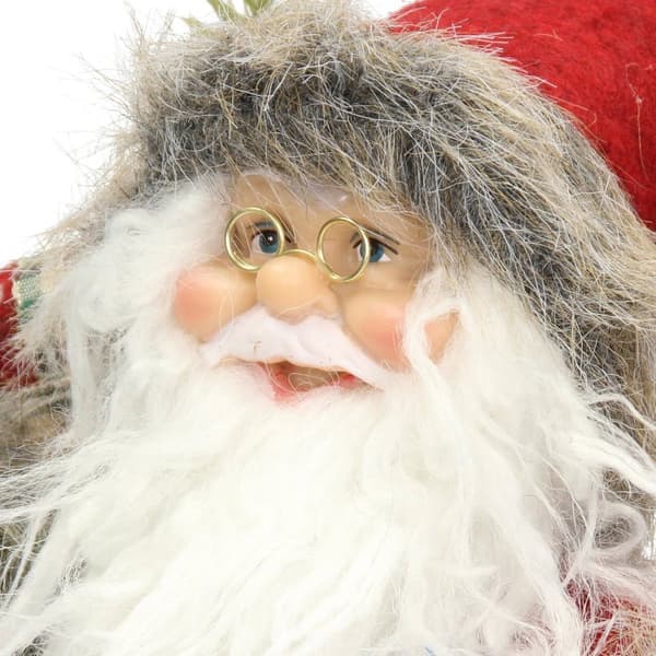 Jultomte Deco Figur 37 cm hög röd/grå rock med presentpåse