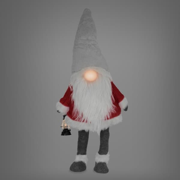 LED Salainen joulupukki hahmo 80 cm punainen/harmaa muovia ja polyesteriä