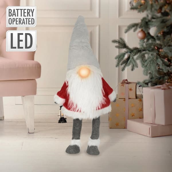 LED Salainen joulupukki hahmo 80 cm punainen/harmaa muovia ja polyesteriä