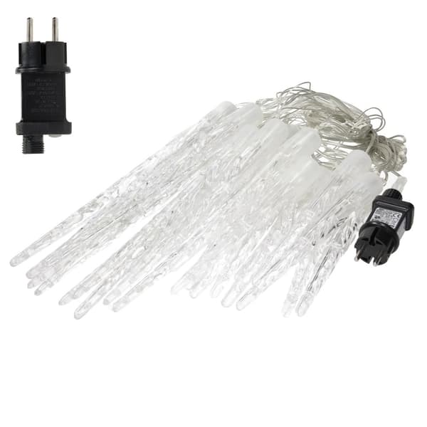 Jouluvaloketju LED Icicle Light Chain Kylmä valkoinen 72 kartiota 8 valomoodia ajastimella