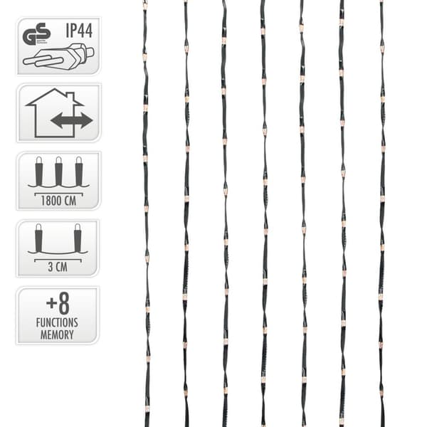 Julgransdekorationer LED Micro Cluster-ljuskedja 18 m med 600 varmvita lysdioder och 8 funktioner