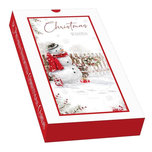 Out Of The Blue Frosty The Snowman Slim Christmas Card (Pack of 12) White/Red One Size