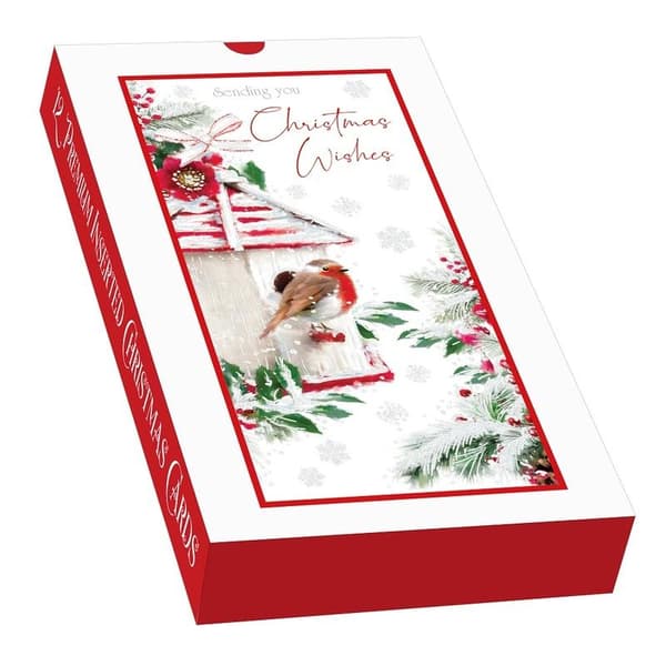 Out Of The Blue Robin julekort (pakke med 12 stk.) White/Red One Size