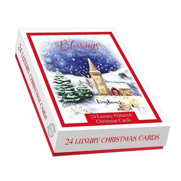 Out Of The Blue Winter Blessings Christmas Card (Pack of 24) White/Red One Size