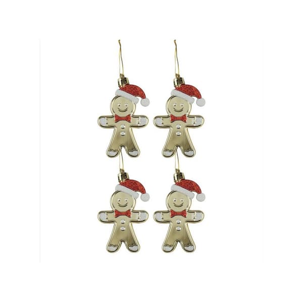 Scream Machine Julgransdekoration med pepparkaksgubbe (4 st.) Gold/White/Red One Size