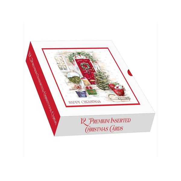 Out Of The Blue Square Christmas Card (Pack of 12) White/Red One Size