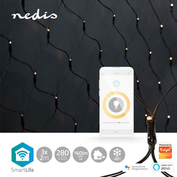 Nedis SmartLife jluelys | Net | Wi-Fi | Varm Hvid | 280 LED's | 3.00 m | 3 x 2 m | Android™ / IOS