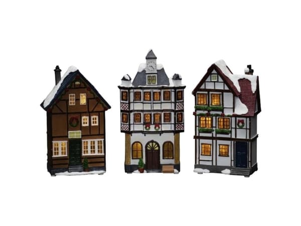 Konstsmide 4309-000 LED-Szenerie Hus Sæt med 3 stk. Bernstein LED (RGB) Rav Timer, med kontakt