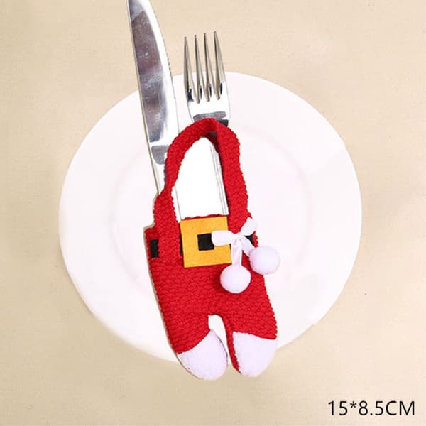 3 set Kniv Gaffel Jul Jultomte hållare Bestick Bordsdekoration