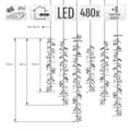 Pikkukuva 5 / 7: LED-valoverho, jossa 8 valotilaa, jotka vaihtuvat automaattisesti 1m, 480 lämpimän valkoista LEDiä IP44 pistorasiaan pistorasiaan.