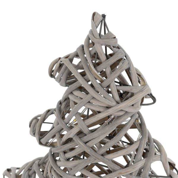 Dekorativ julgran med varmvita LED-lampor 30 cm hög grå tillverkad av rotting och metall