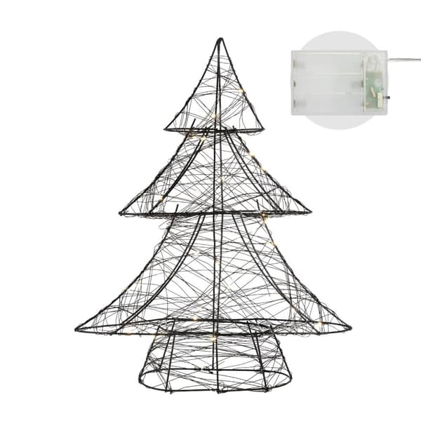 LED-julgran 40 cm svart metall med varmvita LED-lampor
